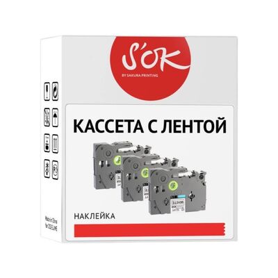 Кассета с лентой C53S656006 для Epson LW-600P, LW-700 S'OK черный на белом, 24мм/8м, стандартная фото