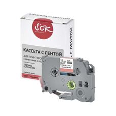 Кассета с лентой TZEFX431 для Brother, черный на красном, 12мм/8м , наклейкa S'OK