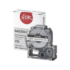Кассета с лентой S'OK by Sakura Printing K4SBE для Epson , черный на серебрянном мате, 12мм/8м