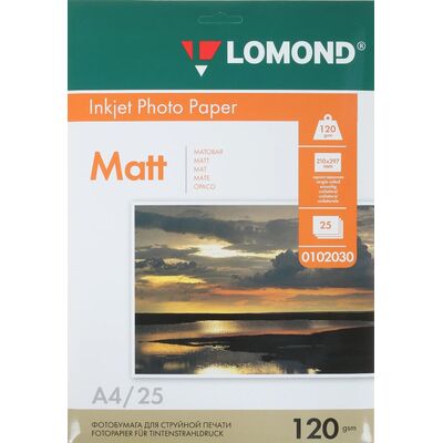 Фотобумага LOMOND Односторонняя Матовая, 120г/м2,A4 (21X29,7см) 25л. фото