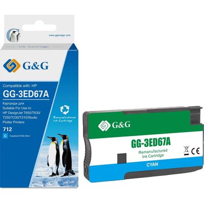Картридж 712 для HP DesignJet T630, T230, T650 3ED67A G&G голубой фото