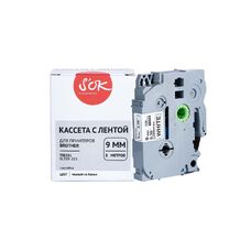 Кассета с лентой TZE-221 для Brother PT-E550WVP, PT-H110, PT-P700 S'OK черный на белом, 9мм/8м, наклейка