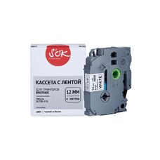 Кассета с лентой TZE-231 для Brother PT-E550WVP, PT-H110, PT-P700 S'OK черный на белом, 12мм/8м, наклейка