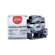 Кассета с лентой C53S656008 для Epson LW-600P, LW-700 S'OK черный на серебрянном мате, 24мм/8м, матовая