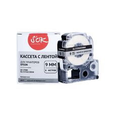 Кассета с лентой C53S653004 для Epson LW-400, LW-600P, LW-700 S'OK черный на прозрачном, 8мм/8м, прозрачная