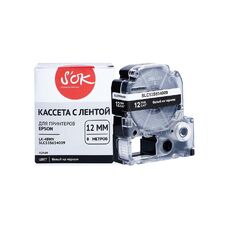 Кассета с лентой C53S654008 для Epson LW-400, LW-600P, LW-700 S'OK белый на черном, 12мм/8м, яркая