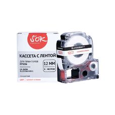 Кассета с лентой C53S654011 для Epson LW-400, LW-600P, LW-700 S'OK красный на белом, 12мм/8м, стандартная