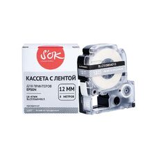 Кассета с лентой C53S654013 для Epson LW-400, LW-600P, LW-700 S'OK белый на прозрачном, 12мм/8м