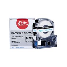 Кассета с лентой C53S654022 для Epson LW-400, LW-600P, LW-700 S'OK голубой на белом, 12мм/8м, стандартная