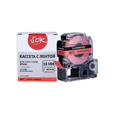 Кассета с лентой C53S655002 для Epson LW-400, LW-600P, LW-700 S'OK черный на красном, 18мм/8м, пастельная