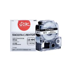 Кассета с лентой C53S655013 для Epson LW-400, LW-600P, LW-700 S'OK черный на серебрянном мате, 18мм/8м, матовая