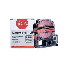 Кассета с лентой C53S653001 для Epson LW-400, LW-600P, LW-700 S'OK черный на красном, 8мм/8м, пастельная