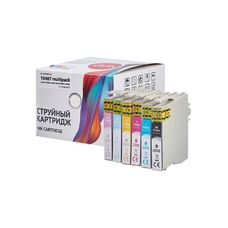 Набор картриджей T0487 для Epson Stylus Photo R300, R200, RX500, R220, R340, R320 C13T04874010 Sakura 6 шт