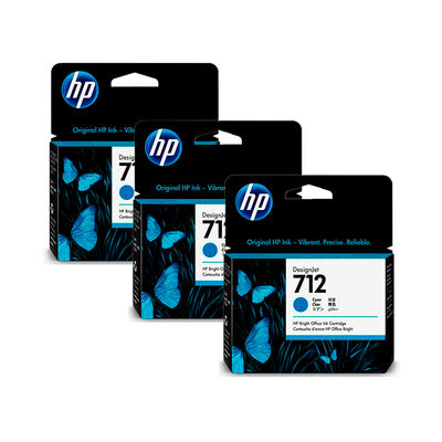 Комплект картриджей 712 для HP DesignJet T630, T230, T650 3ED77A 3шт голубой