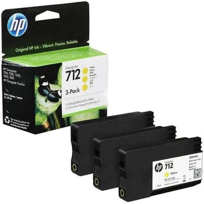 Комплект картриджей 712 для HP DesignJet T630, T230, T650 3ED79A 3шт желтый фото